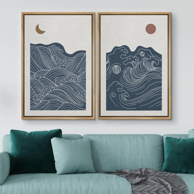 IDEA4WALL Framed Wall Art Print Set Crescent Moon Shining